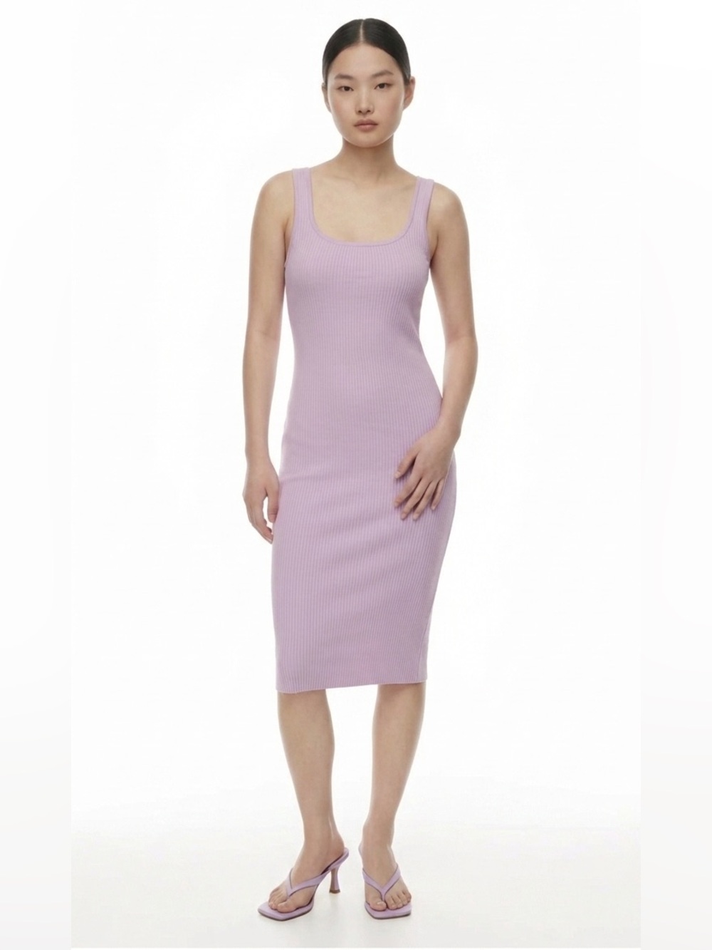 Wilfred Free Lavender Ribbed Tank Midi Dress